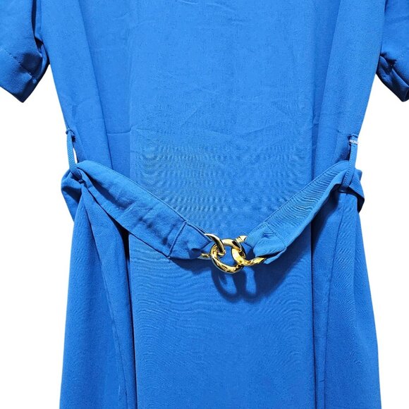 Blue LCW Vision Belted Short Sleeve Shirt Dress Size 42‎ - US 11-12 - Picture 5 of 12